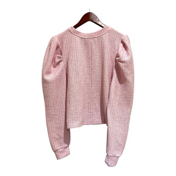 Vero Moda Hela Pink Sweatshirt Crop Top with Statement Long Puff Sleeves - Picture 4 of 7
